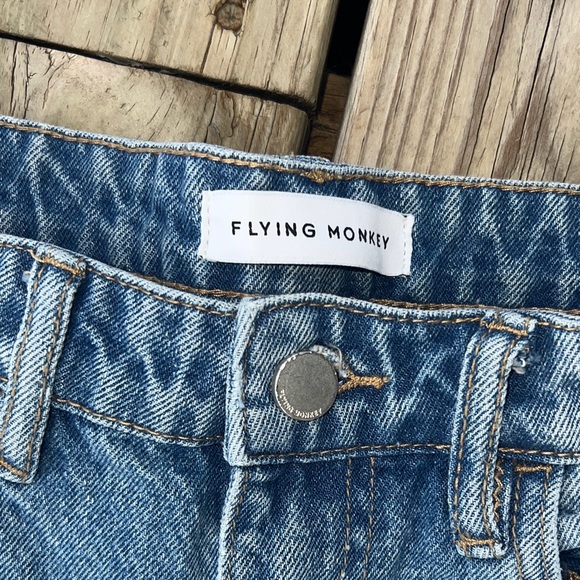 Flying Monkey Distressed Blue Jeans 100% cotton size 28 - Picture 6 of 9